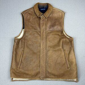McKenzie Tribe Shearling Lined Leather Vest Western Cowboy XL Chin Strap